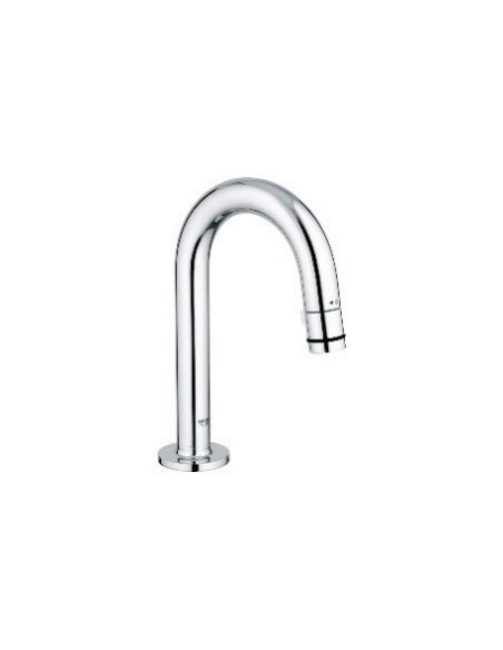 Robinet universel sur colonnette chromé  bec courbé  débit de 6l/min  ouverture et fermeture par le mousseur