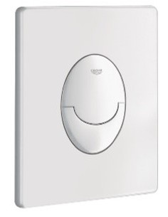 Plaque de commande wc SKATE AIR blanche double touche ou interrompable montage vertical