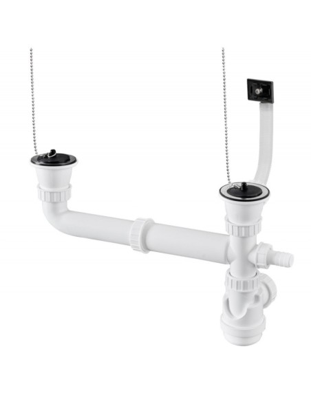 Vidage à chainette évier Inox 2 cuves