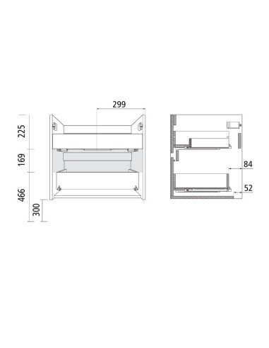 Meuble sous vasque Noja 60cm  2 tiroirs
