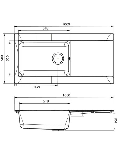 Evier résine 1 grande cuve à encastrer EINNA