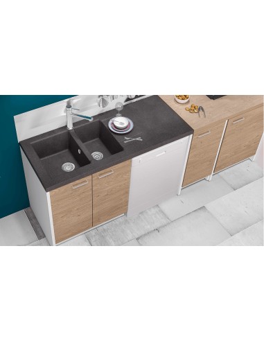 Evier résine 2 cuves ONTARIO 140 cm blanc