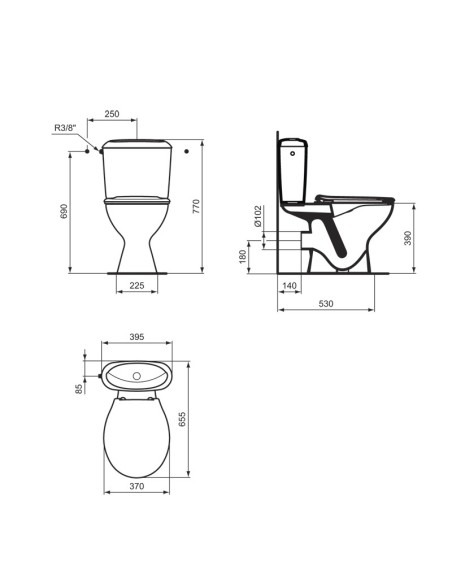 Pack WC au sol NOE sans bride -Ideal standard- Pack WC au sol NOE sans bride -Ideal standard-