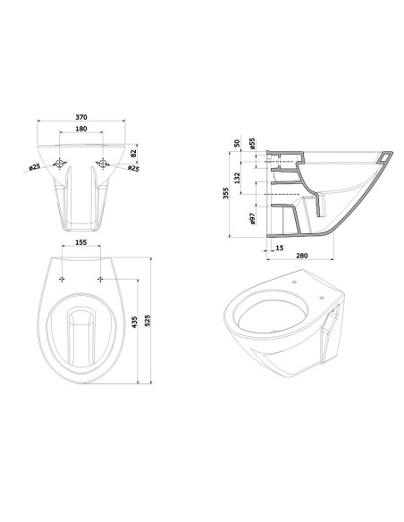 Pack WC suspendu CETUS - SANINDUSA -