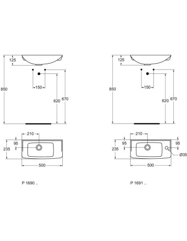Lave-mains ELFE 50 x 23.5 cm