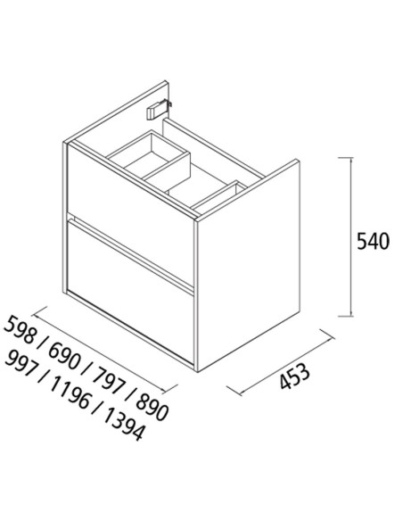 Meuble sous vasque Noja 60cm  2 tiroirs Meuble sous vasque Noja 60cm  2 tiroirs