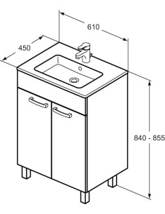 Meuble sur pied Ulysse 60 cm et lavabo-plan, blanc laqué 2