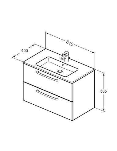 Meuble Ulysse - 2 tiroirs - 60cm - Blanc laqué