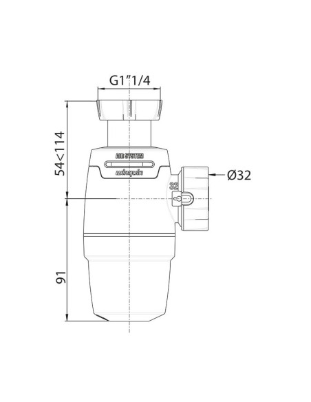 Siphon de lavabo NEO AIR - Diamètre de sortie : 32 mm - Débit