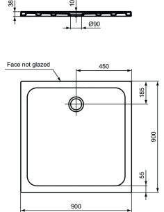 Receveur DESIGN ultra plat 90cm x 90cm  2