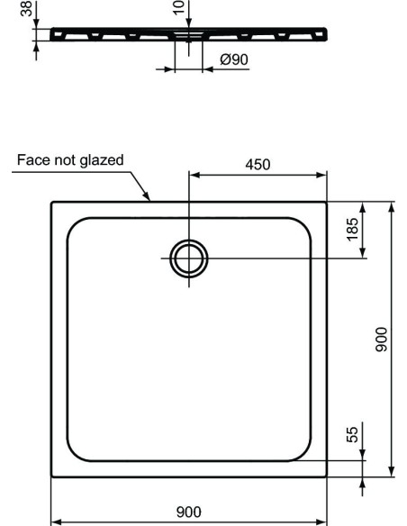 Receveur DESIGN ultra plat 90cm x 90cm 