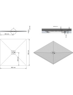 Receveur DAILY'L 90cm X 90cm en résine de polyuréthane et quartz  en finition laque polyuréthane  texturé 2