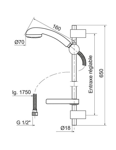 Kit de douche complet EQUO 1 jet - Wirquin
