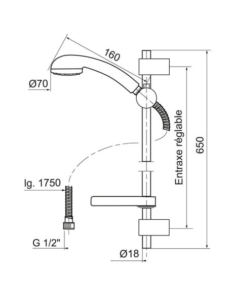 Kit de douche complet EQUO 1 jet - Wirquin