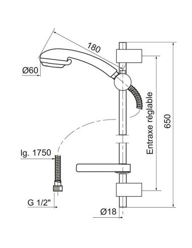 Kit de douche complet DESEO 2 jets - Wirquin