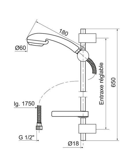 Kit de douche complet DESEO 2 jets - Wirquin