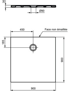 Receveur OKYRIS extraplat antidérapant en 90x90 ou 120x90 cm - Idéal Standard 2