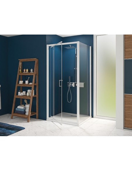 Paroi de douche Smart Express fixe profilé blanc 80 ou 90 cm - KINEDO