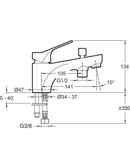 Mitigeur de baignoire  monotrou BRIVE - Jacob Delafon