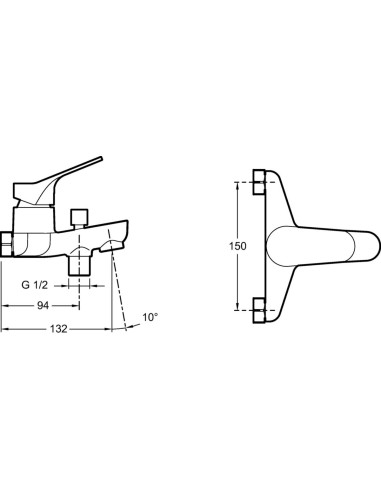 Mitigeur de baignoire mural Brive sans raccords  - Jacob Delafon