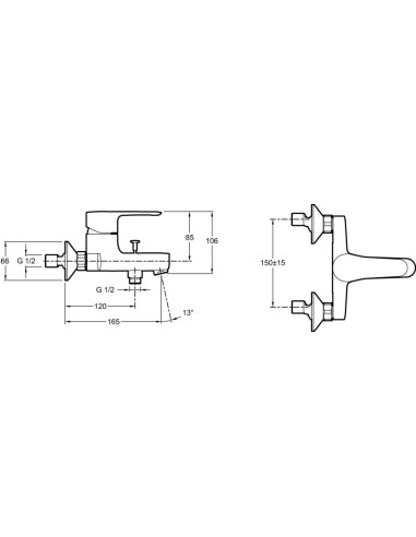 Mitigeur de baignoire mural  JULY  - Jacob Delafon