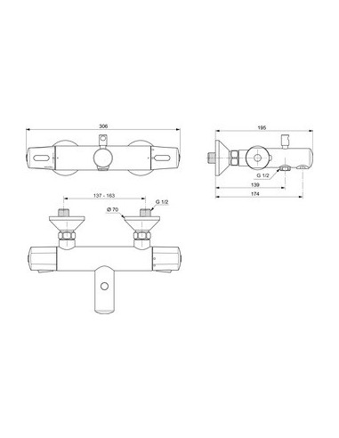Mitigeur de baignoire thermostatique OLYOS - Idéal Standard