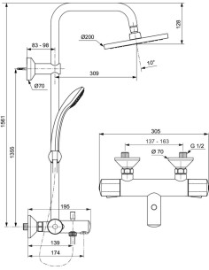 Colonne de baignoire avec mitigeur thermostatique OLYOS 3 jets - Ideal Standard 2