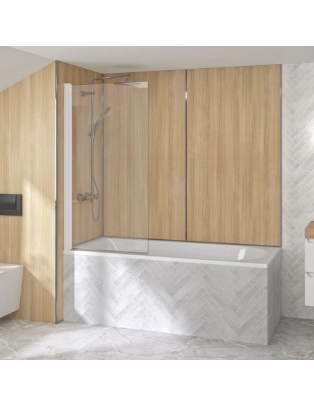 Pare baignoire pivotant profilé blanc 75x140cm - KINEDO Pare baignoire pivotant profilé blanc 75x140cm - KINEDO