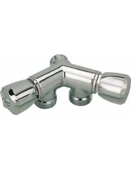 Robinet double de machine à laver 15X21 Chromé