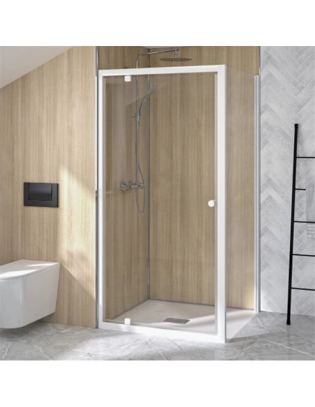 Porte de douche Supra Pivotante profilé blanc 80 ou 90 cm - KINEDO