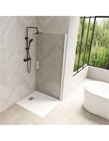 Porte pivotante Smart Design Solo P sans seuil profilés Blanc 90 ou 120 cm  - KINEDO