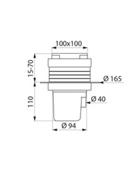 siphon de sol 100x100mm avec grille inox inviolable