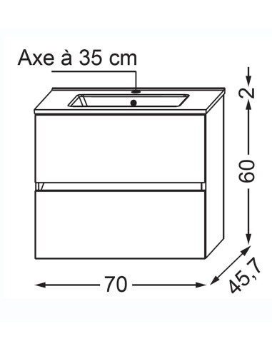 Meuble Nolita  70 cm - 2 tiroirs 7 coloris -...