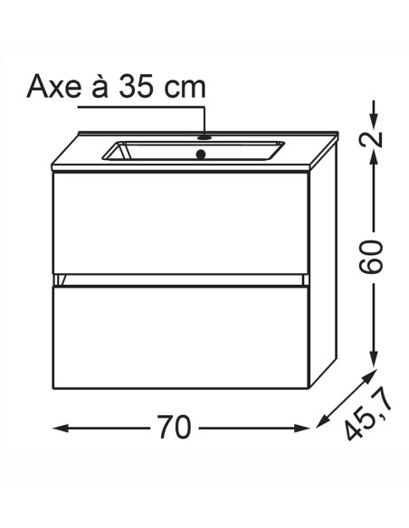 Meuble Nolita  70 cm - 2 tiroirs 7 coloris - Sanijura
