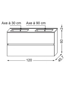 Meuble Nolita 120 cm - 2 tiroirs - double vasque - Sanijura 2