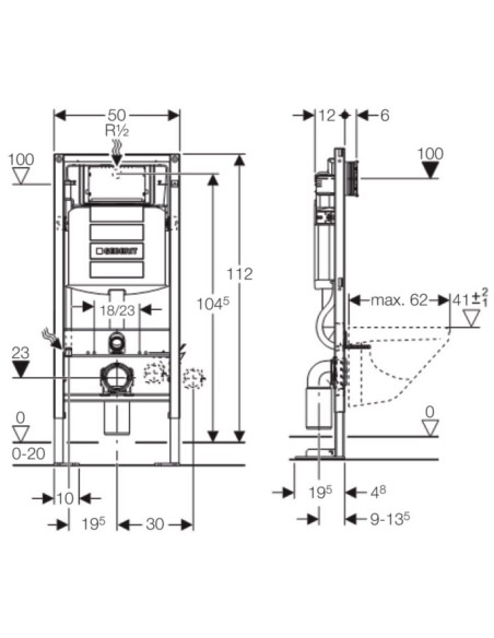 Bati support Duofix PLUS UP320 en autoportant GEBERIT