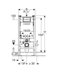 Bati support DuofixBasic Delta 12 cm NF, autoportant GEBERIT 2