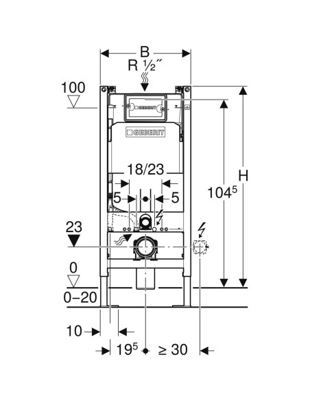 Bati support DuofixBasic Delta 12 cm NF, autoportant GEBERIT