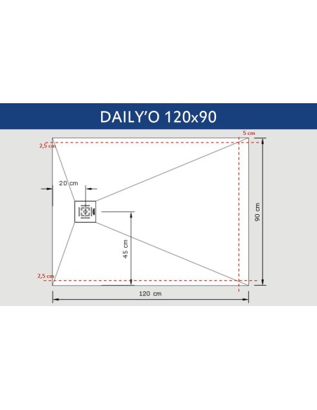 Receveur Daily'O 120 x 90 cm ardoise blanc - Alterna