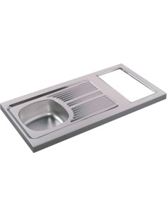 Evier cuisinette SIXTY 1 cuve 140cm inox 18/10, Lisse-...