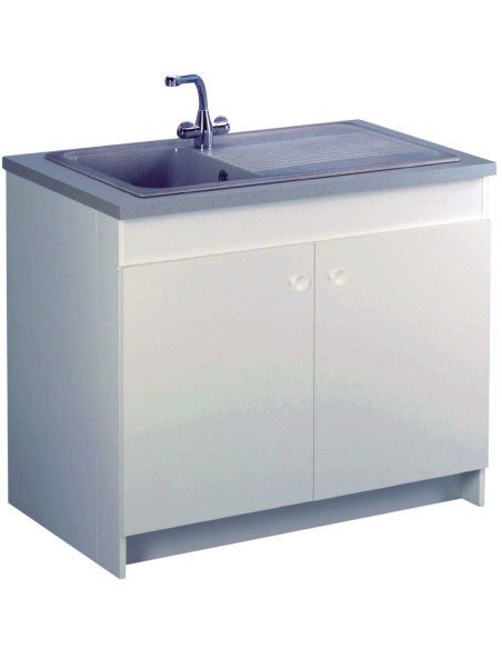 Meuble sous-évier SESAME 98,5 x 58,6 x 82 cm, 2 portes avec fond rabattable