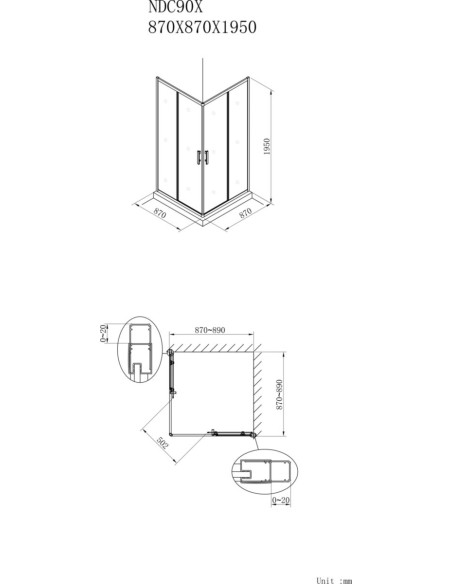 Paroi de douche Alterna Concerto accès d'angle coulissant L 90 x H 195 cm profilé argent brillant verre transparent