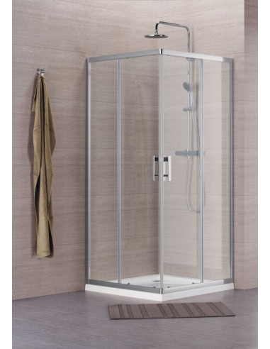 Paroi de douche Alterna Concerto accès d'angle coulissant L 90 x H 195 cm profilé argent brillant verre transparent